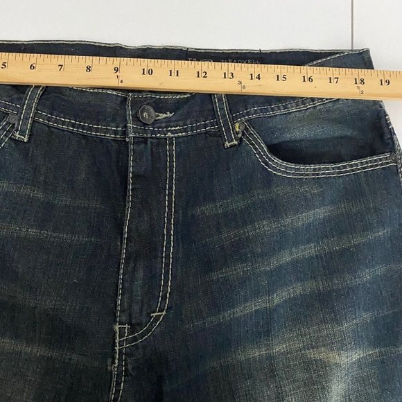 TK Axel Treadwell Relaxed Straight Mens Jeans Size 38x32 Dark Wash Denim Casual - Picture 9 of 10